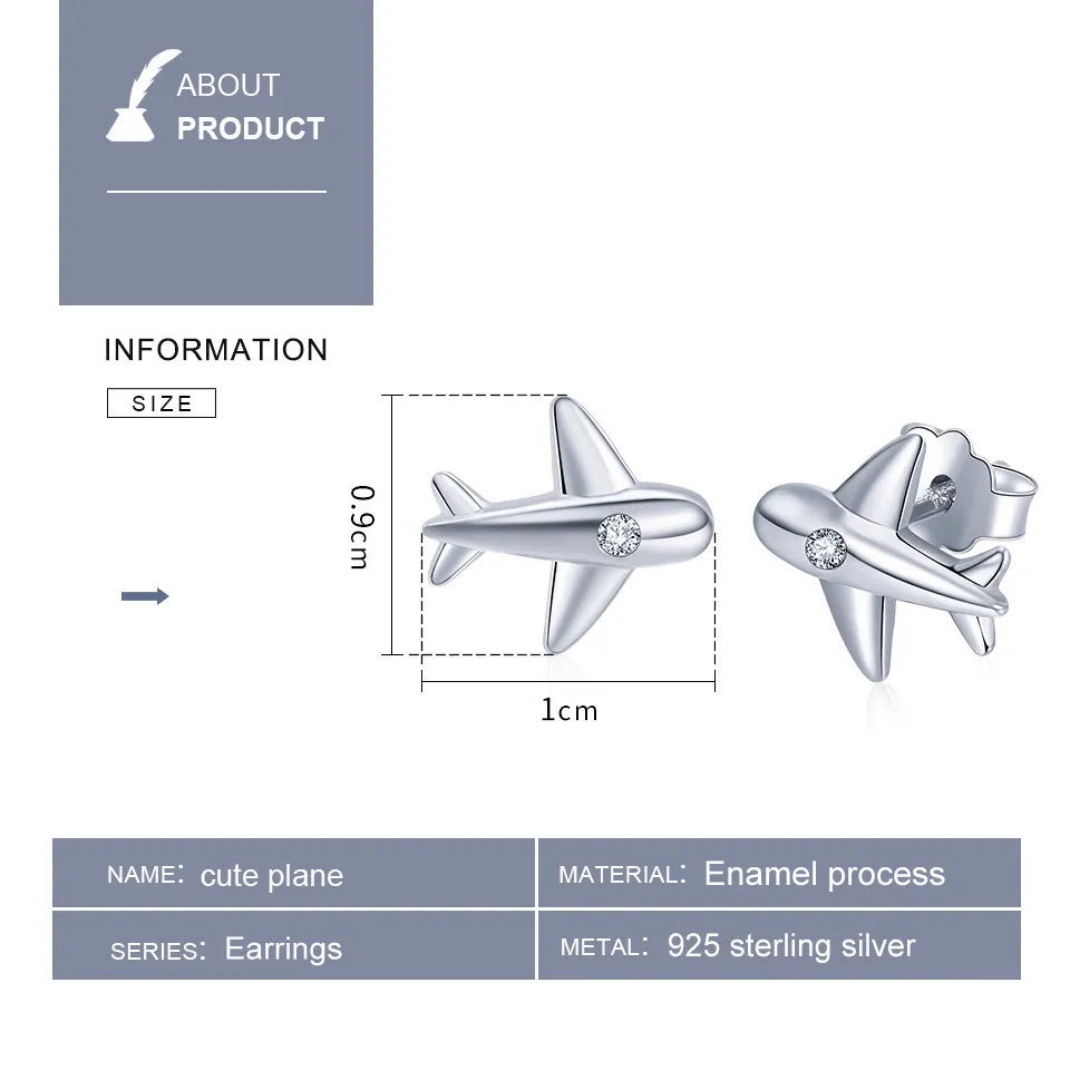 Sterling Silver Airplane Stud Earrings - Image 3